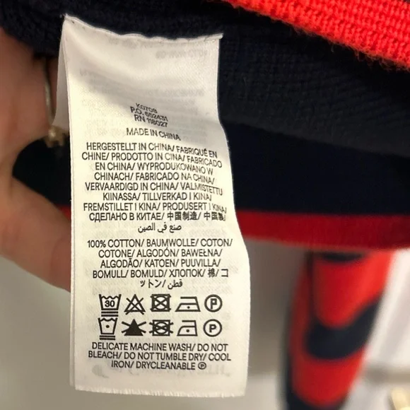 Boden Holly Cropped Knitted Jacket in Navy with Red Trim 100% Cotton - Picture 7 of 11